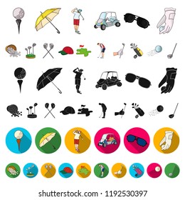 Golf and attributes cartoon icons in set collection for design.Golf Club and equipment vector symbol stock web illustration.