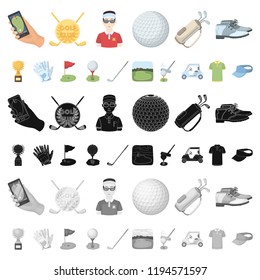 Golf and attributes cartoon icons in set collection for design.Golf Club and equipment vector symbol stock web illustration.