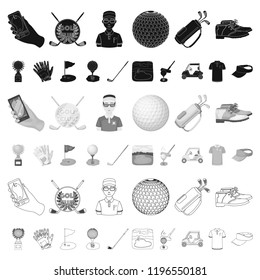 Golf and attributes cartoon icons in set collection for design.Golf Club and equipment vector symbol stock web illustration.