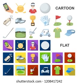Golf and attributes cartoon icons in set collection for design.Golf Club and equipment vector symbol stock web illustration.