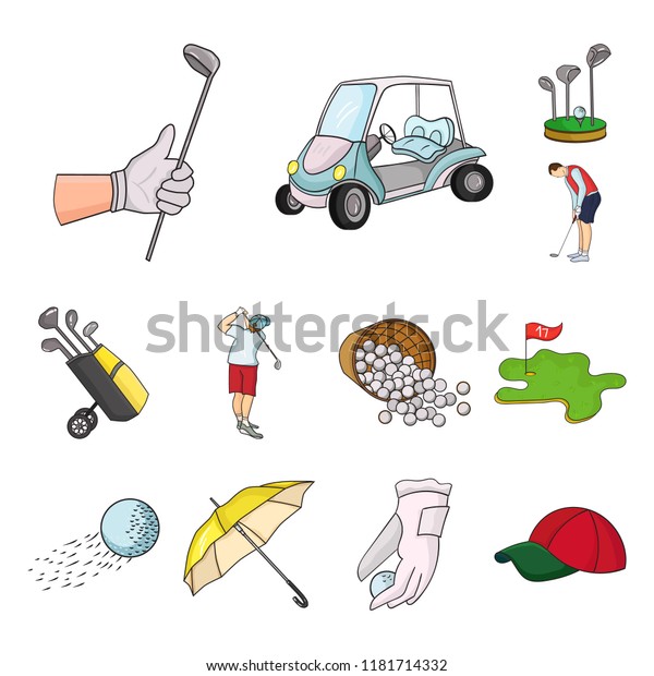 Golf\
and attributes cartoon icons in set collection for design.Golf Club\
and equipment vector symbol stock web\
illustration.
