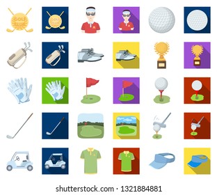 Golf and attributes cartoon,flat icons in set collection for design.Golf Club and equipment vector symbol stock web illustration.