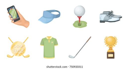 Golf and attributes icons in set collection for design. Golf Club and equipment vector symbol stock  illustration.