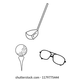 Golf and attributes outline icons in set collection for design.Golf Club and equipment vector symbol stock web illustration.