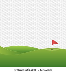 Golf Background. Golf Course With A Hole And A Flag. Vector Illustration.