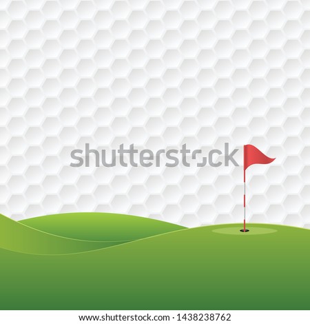Golf background. Golf course with a hole and a flag. Vector illustration.