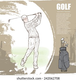 Golf background Design. Hand drawn.