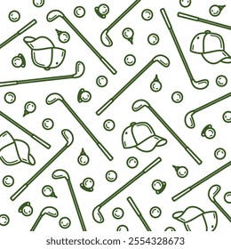 Golf background, pattern set. Collection icons golf. Vector