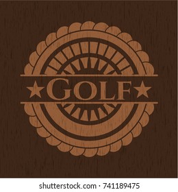 Golf badge with wood background
