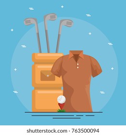 golf bag and clubs icons
