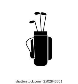 Golf bag with clubs icon,Vector graphic simple flat black trendy style illustration for web and app on white background..eps
