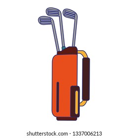 Golf bag with clubs symbol blue lines