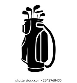 Bolsa de golf y clubes - Ilustración vectorial Logotipo de diseño de silueta negra