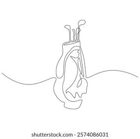 Golf bag continuous line. Continuous one line drawing golf bag. Golf, bag  concept. Single line drawing