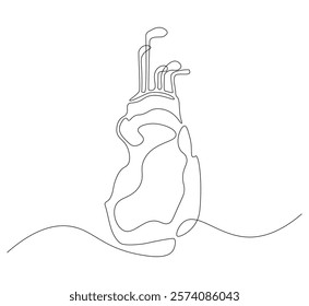 Golf bag continuous line. Continuous one line drawing golf bag. Golf, bag  concept. Single line drawing