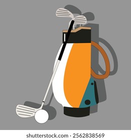 golf bag full of clubs, golfer sport equipment. 