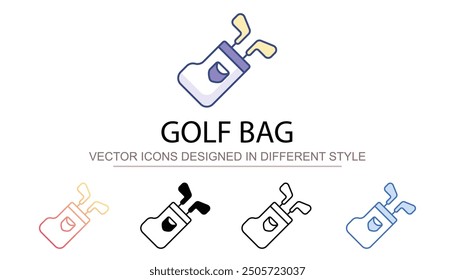 Golf Bag icon design with white background stock illustration
