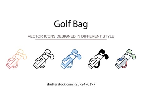 Golf Bag icon design with white background stock illustration