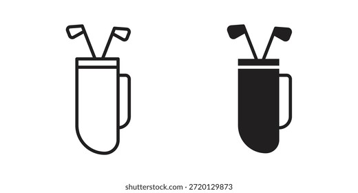 Ilustración del icono del bolso del golf, Vector delgado de la línea, muestra del Diseño web,