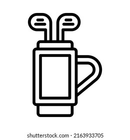 Golf Bag Icon. Line Art Style Design Isolated On White Background