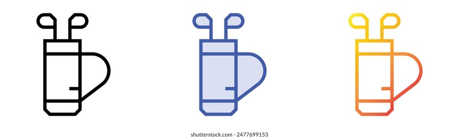 golf bag icon. Linear, Blue Fill and Gradient Style Design Isolated On White Background