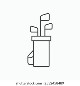Golf bag icon set in blackthin line style.
