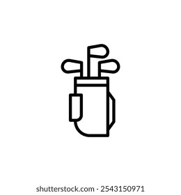Golf bag icon set. outlined and solid filled versions.