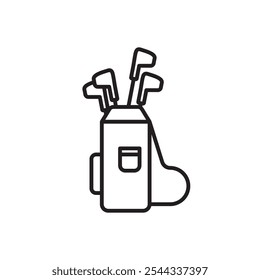 Ícone de saco de golfe Ilustração de linha fina plana vetor