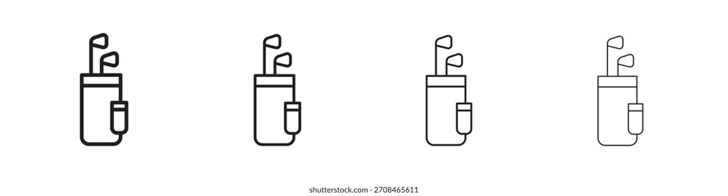 Golf bag icons in black simple line elements.