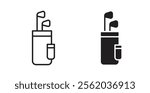 Golf bag icons in flat and line style set.