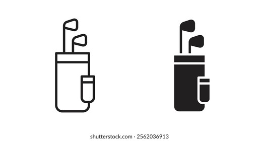 Golf bag icons in flat and line style set.