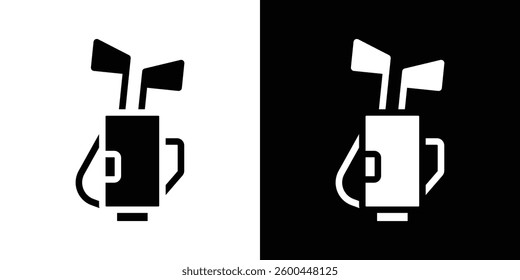 Golf bag icons vectors set in solid style.