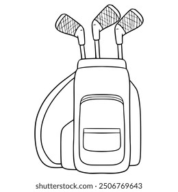 golf bag illustration hand drawn outline vector