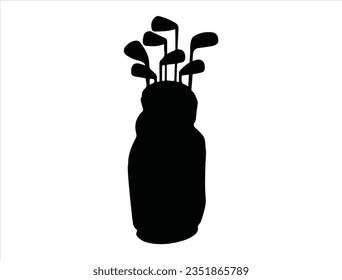 Silueta de bolso de golf arte vectorial fondo blanco