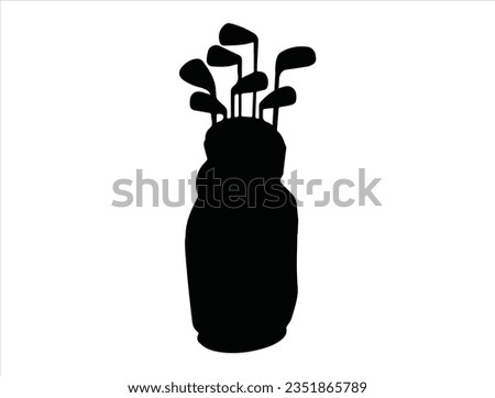Golf bag silhouette vector art white background