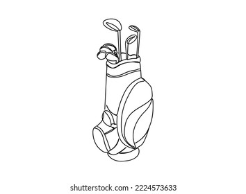 Golf Bag single-line art drawing continues line vector illustration