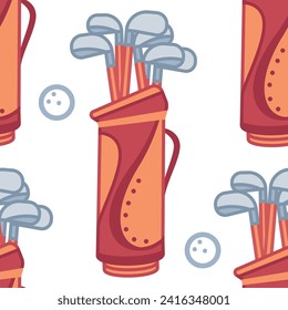 Golf bag vector cartoon seamless pattern background for wallpaper, wrapping, packing, and backdrop.