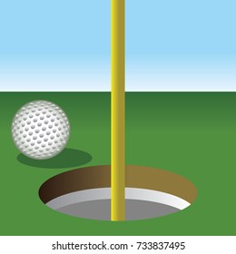 golf ball about to get into the hole 
