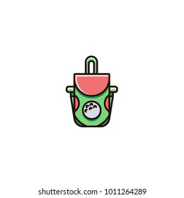 Golf ball bag - flat color line icon, sign, symbol, pictogram, l