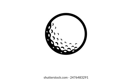 golf ball, black isolated silhouette