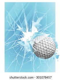 Golf Ball And Broken Glass
