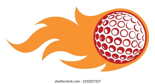 Golf ball in burning fire flame Golf ball vector image car sticker motorcycle decal and sport logo template