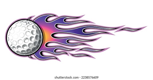 Golf ball in burning tribal fire flame Golf ball vector art car vinyl sticker motorcycle truck decal.