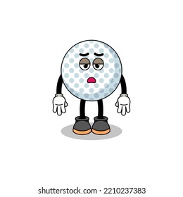 golf ball cartoon with fatigue gesture , character design