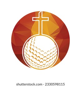 Golf ball and christianity cross inside a shape of circle vector illustration