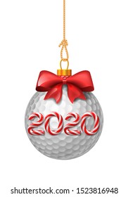 Golf ball christmas baubles with candy cane