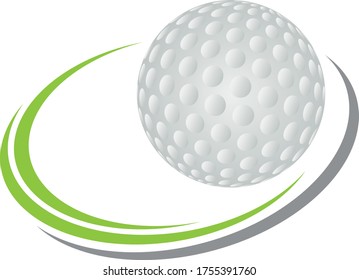 Golf ball and circles, golf ball and sport logo