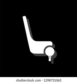 Golf Ball and Club. White flat simple icon with shadow