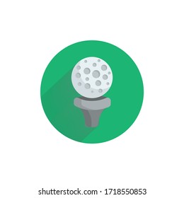 Golf ball colorful flat icon with long shadow. Golf flat icon