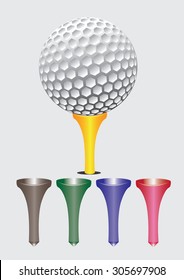 golf ball with colorful tees. vector illustration